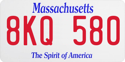MA license plate 8KQ580