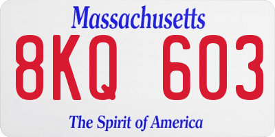 MA license plate 8KQ603