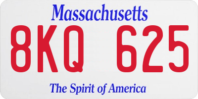 MA license plate 8KQ625