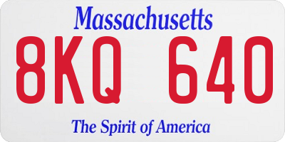 MA license plate 8KQ640