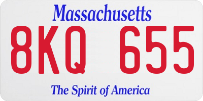 MA license plate 8KQ655