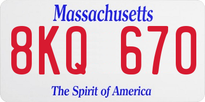 MA license plate 8KQ670