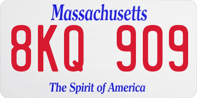 MA license plate 8KQ909