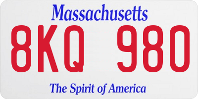 MA license plate 8KQ980