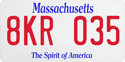 MA license plate 8KR035