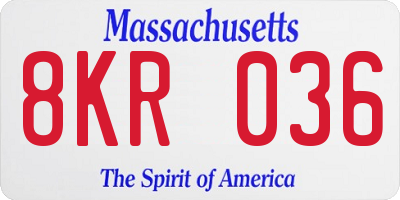 MA license plate 8KR036