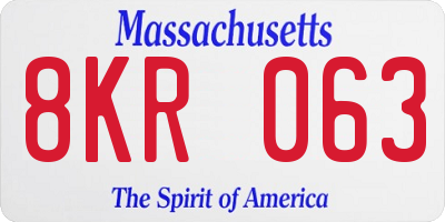MA license plate 8KR063