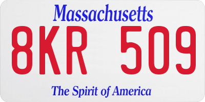 MA license plate 8KR509