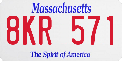 MA license plate 8KR571