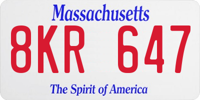 MA license plate 8KR647