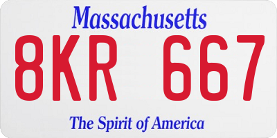 MA license plate 8KR667