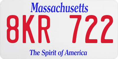 MA license plate 8KR722