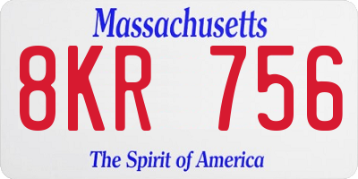 MA license plate 8KR756