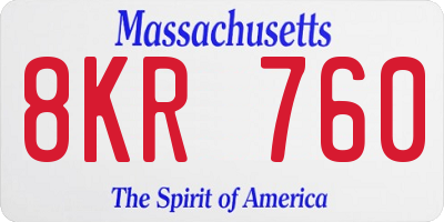 MA license plate 8KR760