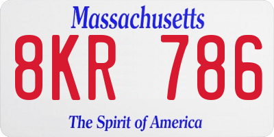 MA license plate 8KR786