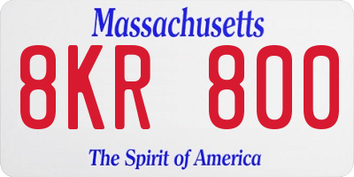 MA license plate 8KR800