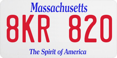 MA license plate 8KR820