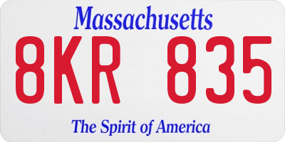 MA license plate 8KR835