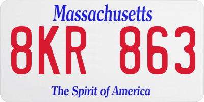 MA license plate 8KR863