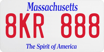 MA license plate 8KR888