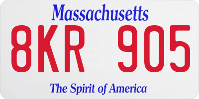 MA license plate 8KR905