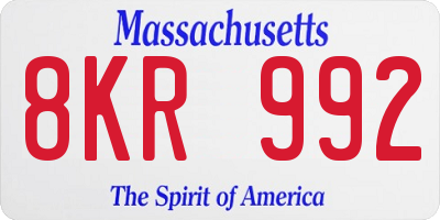 MA license plate 8KR992