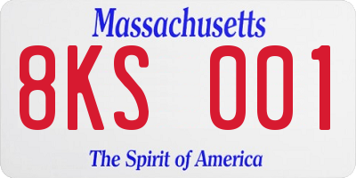MA license plate 8KS001