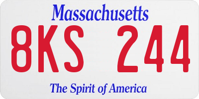 MA license plate 8KS244