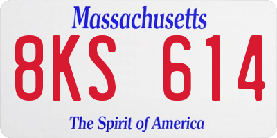 MA license plate 8KS614