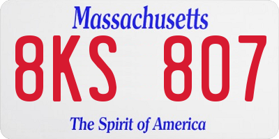 MA license plate 8KS807
