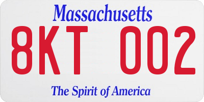 MA license plate 8KT002