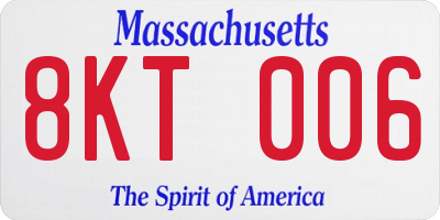 MA license plate 8KT006