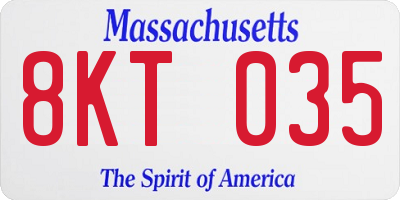 MA license plate 8KT035