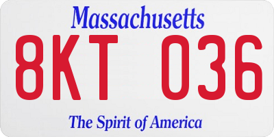 MA license plate 8KT036