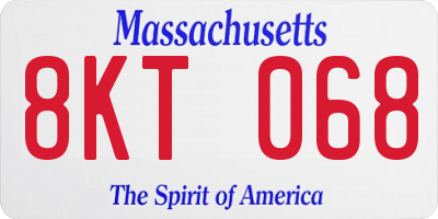 MA license plate 8KT068