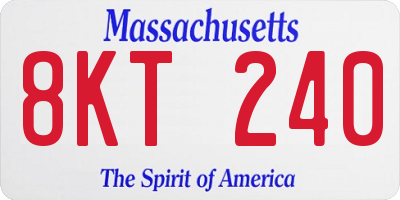MA license plate 8KT240