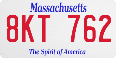 MA license plate 8KT762