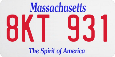 MA license plate 8KT931