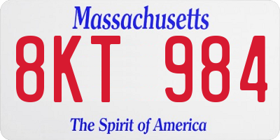 MA license plate 8KT984