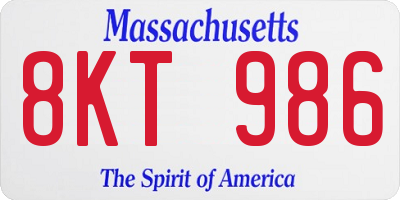 MA license plate 8KT986