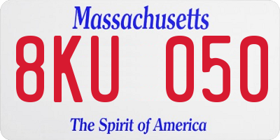 MA license plate 8KU050