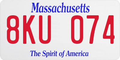 MA license plate 8KU074