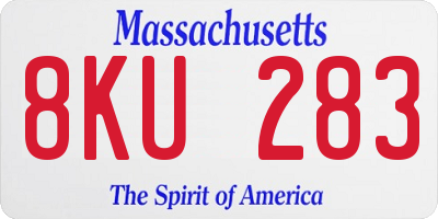 MA license plate 8KU283
