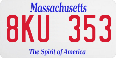 MA license plate 8KU353