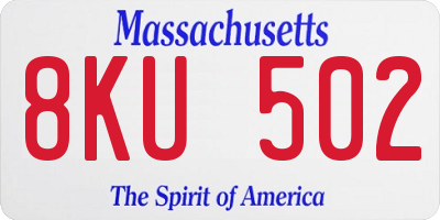 MA license plate 8KU502