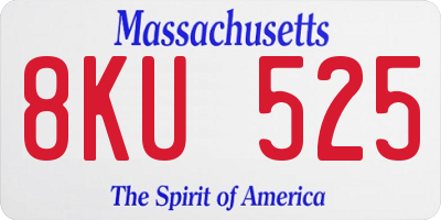 MA license plate 8KU525