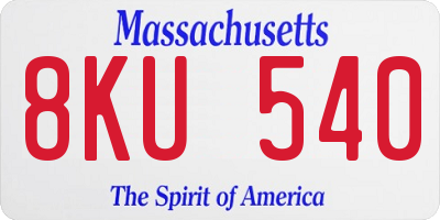 MA license plate 8KU540