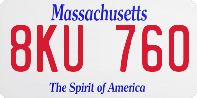MA license plate 8KU760