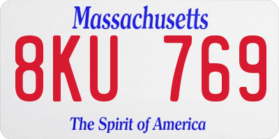 MA license plate 8KU769
