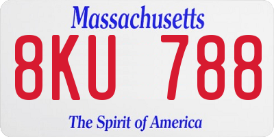 MA license plate 8KU788